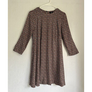 H&M Boho Cottagecore Shift Dress Womens Size 6 Viscose Floral Print 3/4 Sleeves
